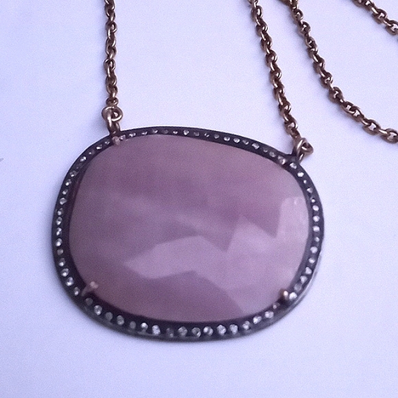 ESTATE 14K Vermeil Large Pink Ruby / Sapphire White Stone Halo Pendant Necklace - Picture 5 of 16